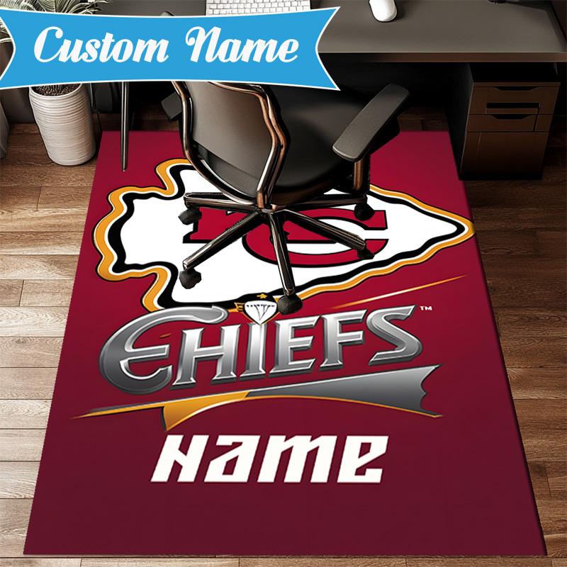 Custom Name Kansas Chiefs Fan Gear Rug Game Carpet, Floor Mat for Bedroom Living Room Entryway Rug, Home Decor Idea Gift for Christmas birthday