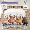 Vintage Persona Pig Pattern Bedding uilt Set uilt Cover Pillowcase Home Decoration Birthday Gift (1 * duvet cover + 2 * pillowcase without core)