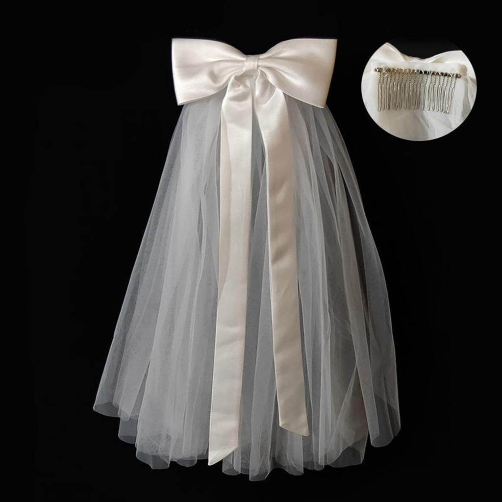 Свадебная кружевная фата для женщин, многослойная фатина для девичника, свадебная фата с жемчугом/бантом для свадебной вечеринки