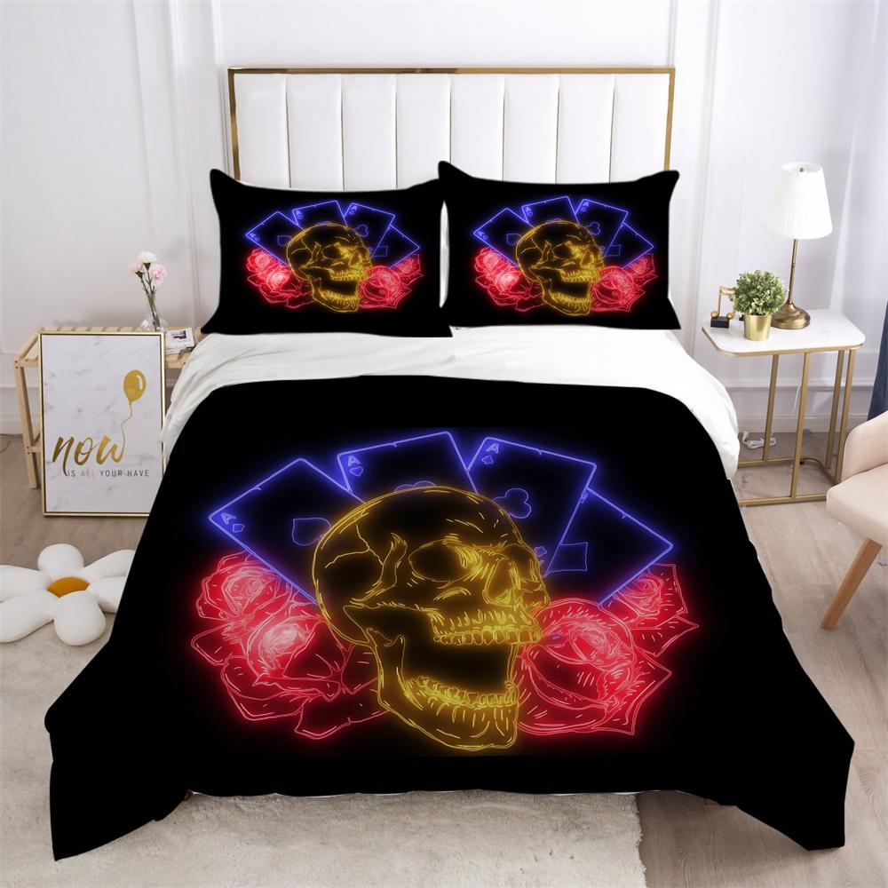 3D Skull Printing Bed Cover King Size Polyester Bed Clothes Design Soft High Ranking Home Bedclothes