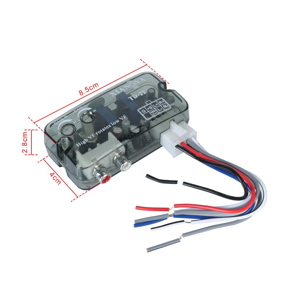 Auto Car Audio Converter RCA Stereo High To Low Speaker Level Converter Adapter Adjustable Frequency Line Universal RCA Line 12V