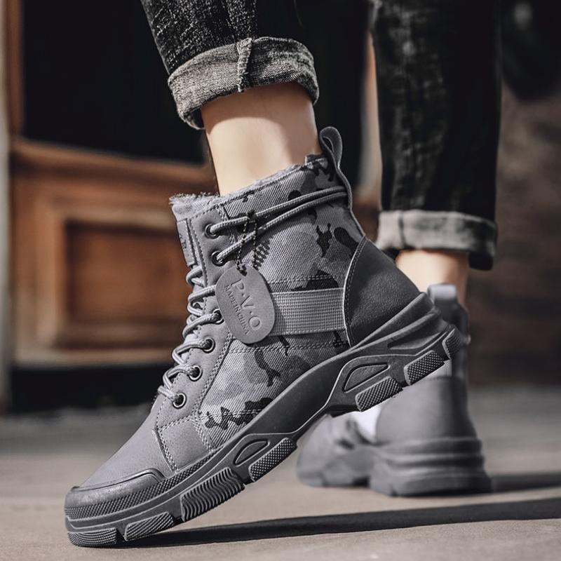 Booties Men's Snow Boots Platform Waterproof Ankle Male Winter Shoes Fashion Offer Cotton Shoe Footwear Outdoor Hiking Sale Work