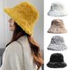 Faux Fur Fisherman Cap Warm Sun Cap Outdoor Plush Bucket Hat  Women