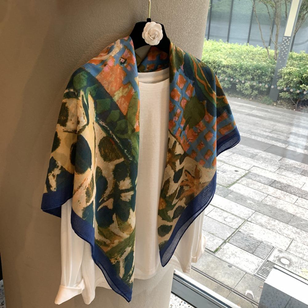 110*110cm Light Thin Square Scarf Polka Dot Silk Headscarf Fashion Beach Headscarf for Women Girls