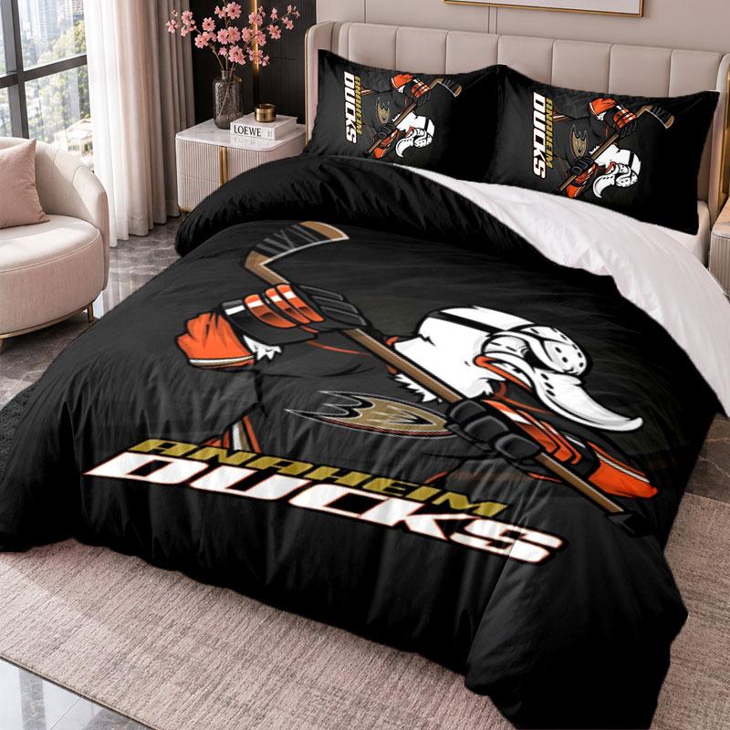 Anaheim Ducks 3Pcs Bedding Set Duvet Cover With Two Pillowcases For Bedroom Home Decoration