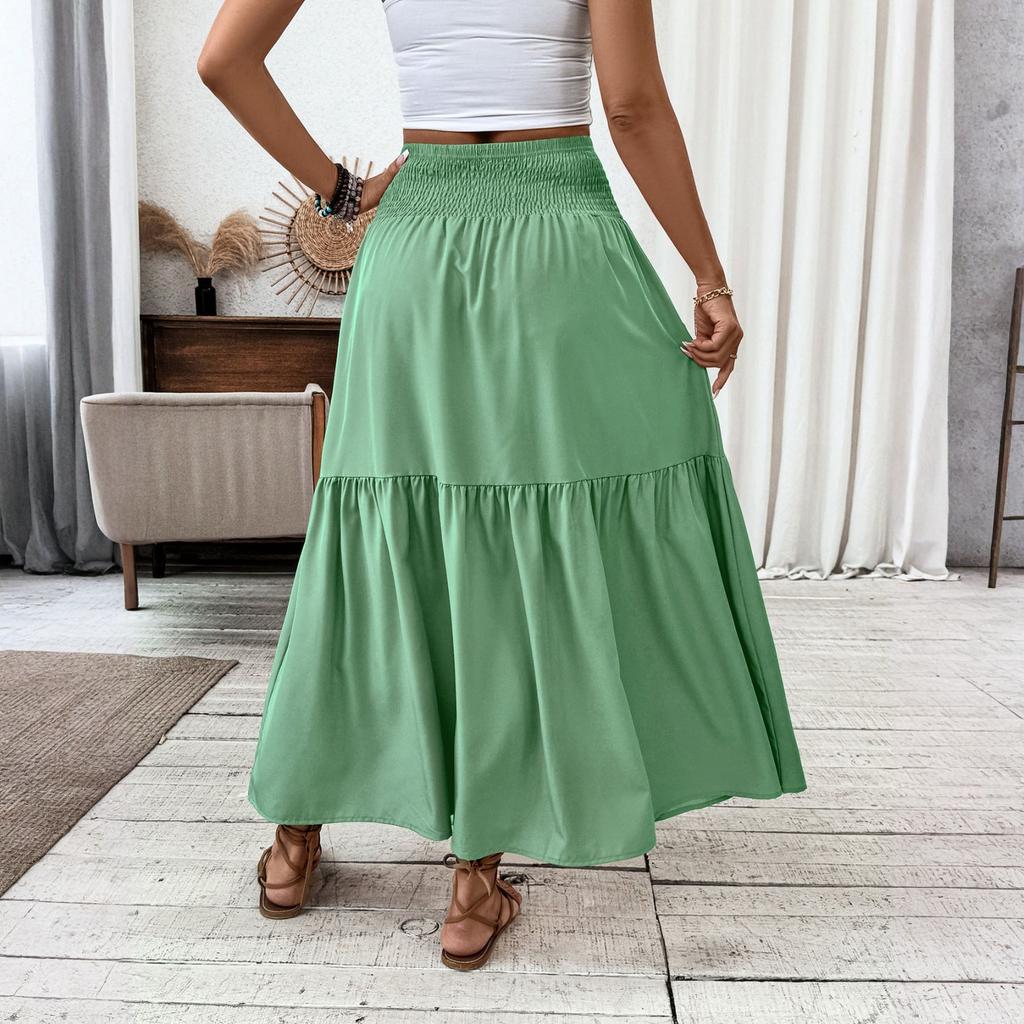 Женская модная плиссированная юбка с цветочным принтом и эластичным поясом, свободная юбка-трапеция с карманом