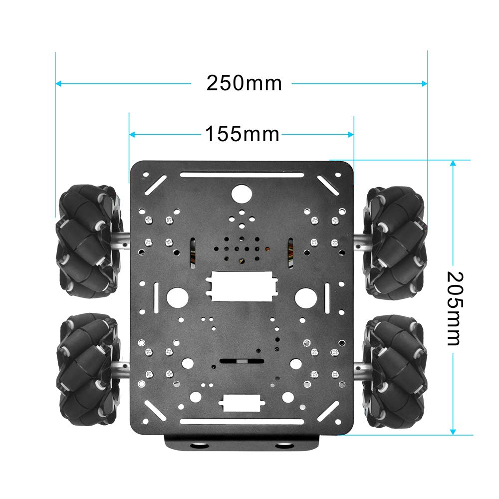 OSOYOO Mecanum Wheel Robot Car Chassis 4WD 80 мм DC12V Motor Smart Robot Mini 4WD Dolly Robot STEM Assembly Toy Arduino Raspberry Pi micro bit