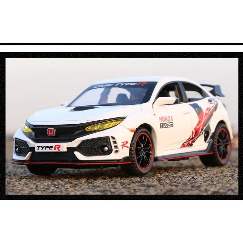 1/32 HONDA CIVIC TYPE-R Alloy Car Model Diecasts & Toy Vehicles Metal Sports Car Model Sound and Light Collection Childrens Gift
