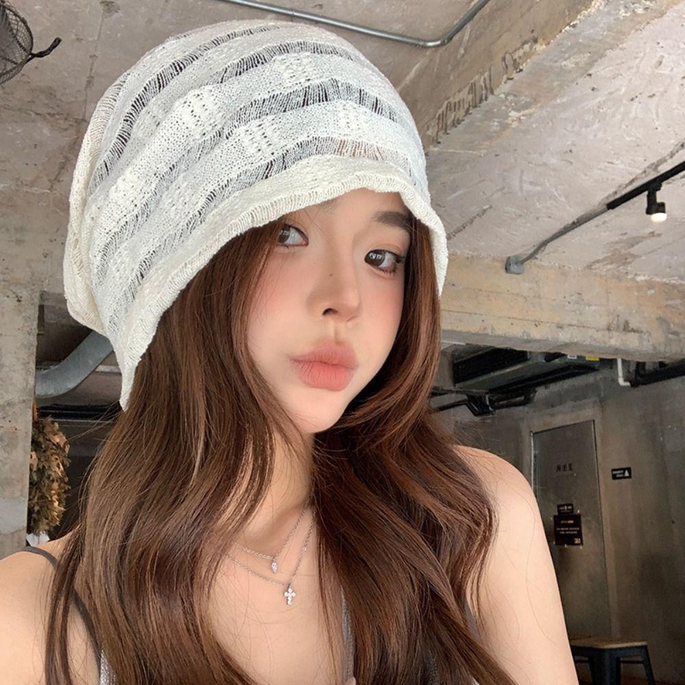 Hollow Hollow Pullover Hat Breathable Sunscreen Cap Retro Beanies Hat Spicy Girls