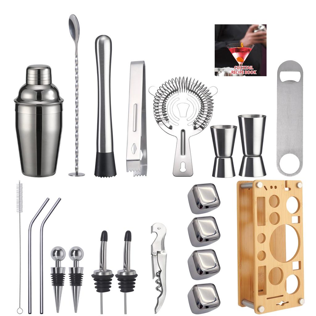 Набор шейкеров с бамбуковой подставкой Шейкер для коктейлей Барный инструмент Шейкер Соломинка Снежный стакан