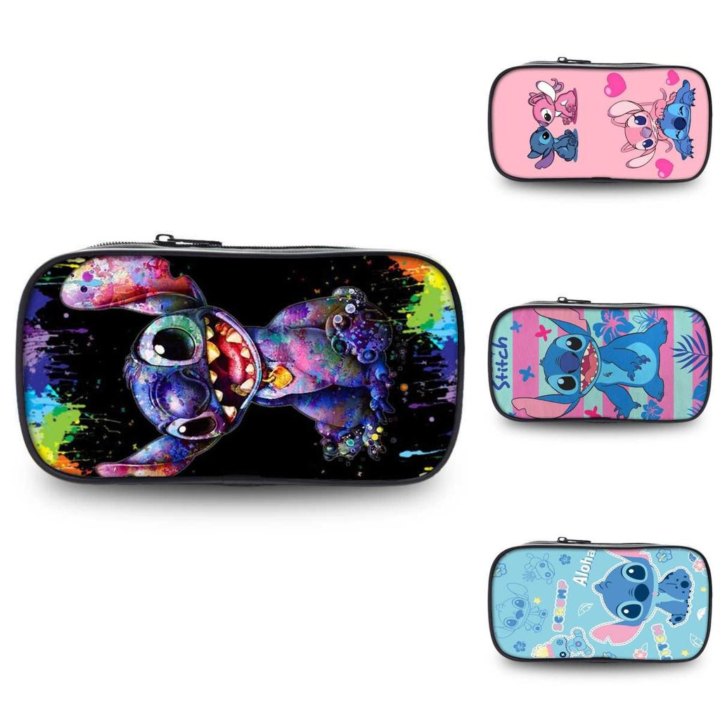 Charming Stitch Student Pencil Case Durable Polyester Cartoon Stationery Holder