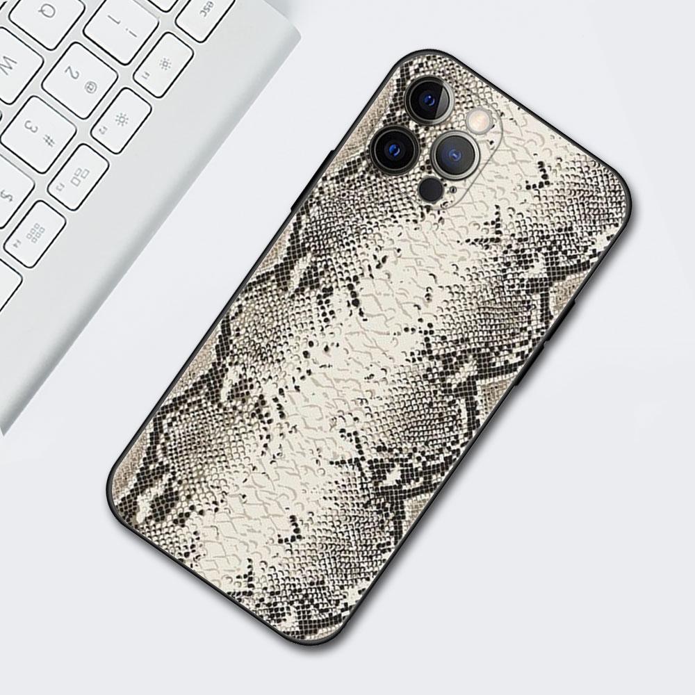 Розовый кожаный чехол со змеиным узором для мобильного телефона iPhone 11 13 7 8 Plus XR 12 Pro Max X 6 6s XS 12 Mini 5 SE, черный мягкий чехол