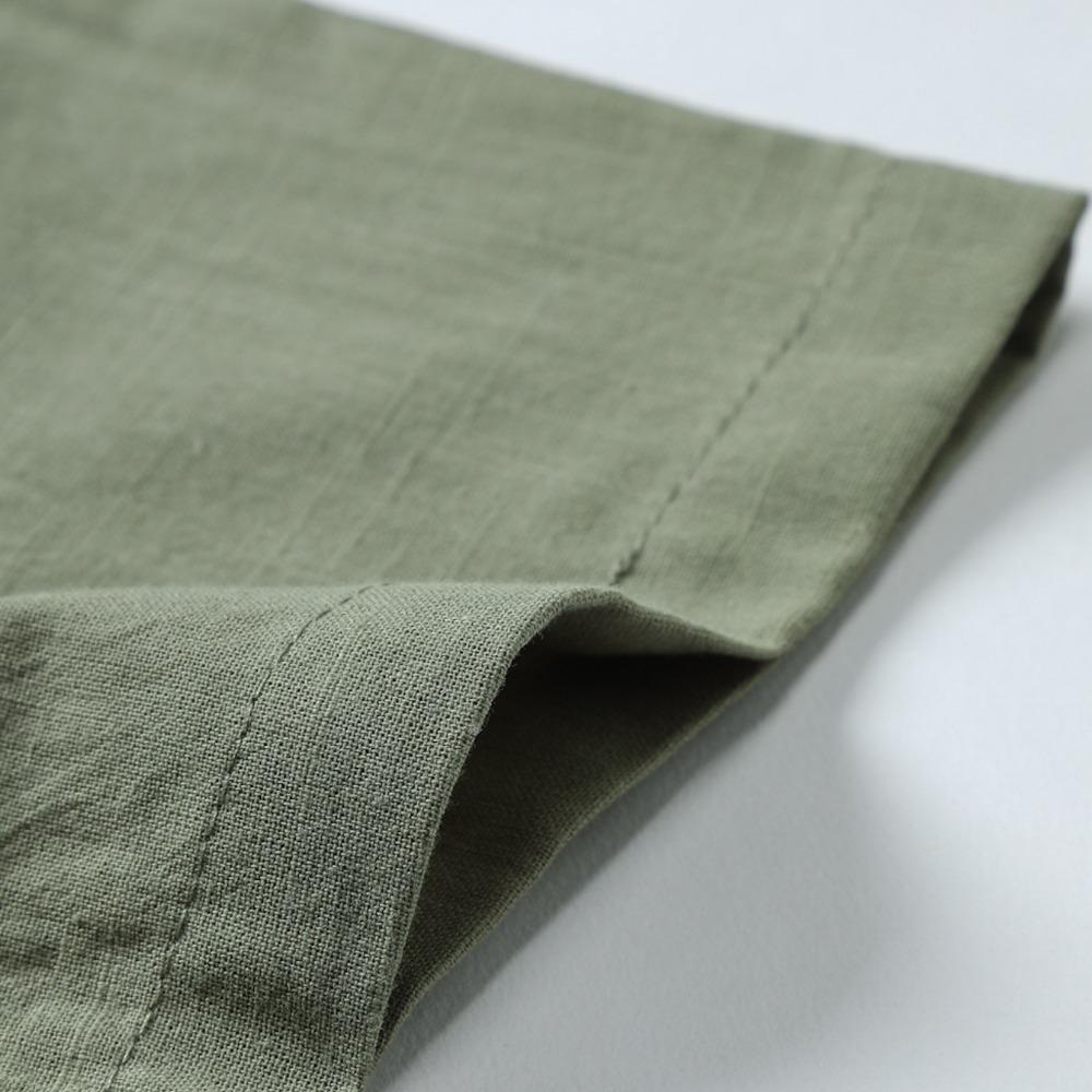 Мужская модная рубашка с короткими рукавами из 100% хлопка и льна, повседневная однотонная рубашка с V-образным вырезом и короткими рукавами с лацканами