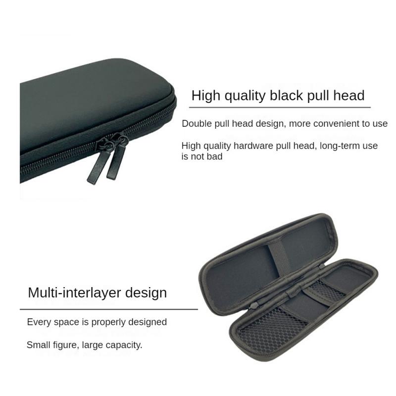 Pencil Box Lightweight Anti-drop Pen Box Black Hard Shell Headset Accessories Portable Pencil Case High Quality Leather Fabric