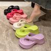 Women Fashion EVA Platform Slippers Solid Color Clip Toe Wedge Sandals Woman 2025 Summer Thick Sole Anti Slip Beach Flip Flops