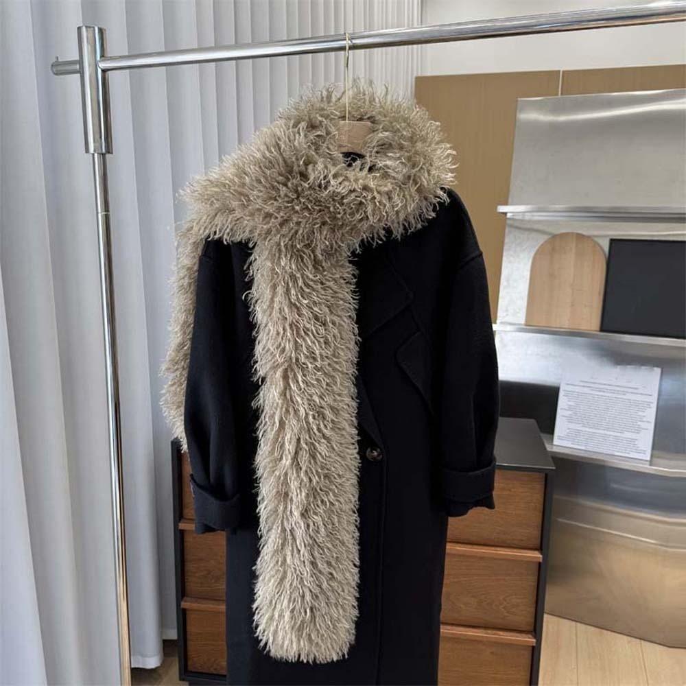 Soft Fluffy Winter Shawl Double Sided Long Plush Muffler Faux Fur Scarf Office Ladies