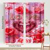 2 шт. Розово-фиолетовые шторы с надписью 'LOVE' и розами   Стиль признания   День святого Валентина   Спальня Гостиная   С карманом для штанги