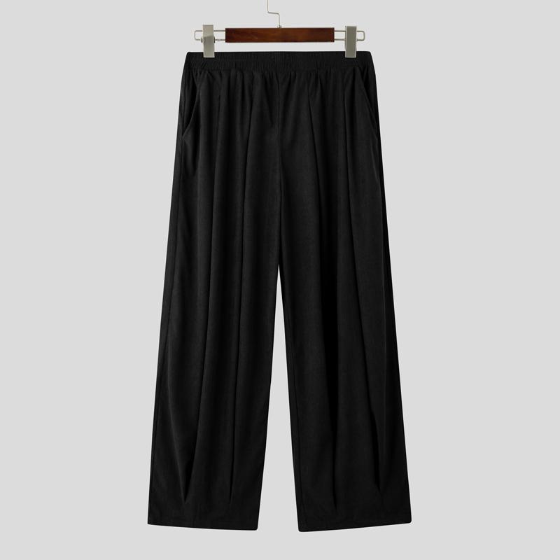 INCERUN Мужские вельветовые повседневные брюки с эластичной талией и заниженным шаговым швом