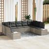 VidaXL 9-Piece Garden Sofa Set with Cushions Poly Rattan Light Grey 3355891