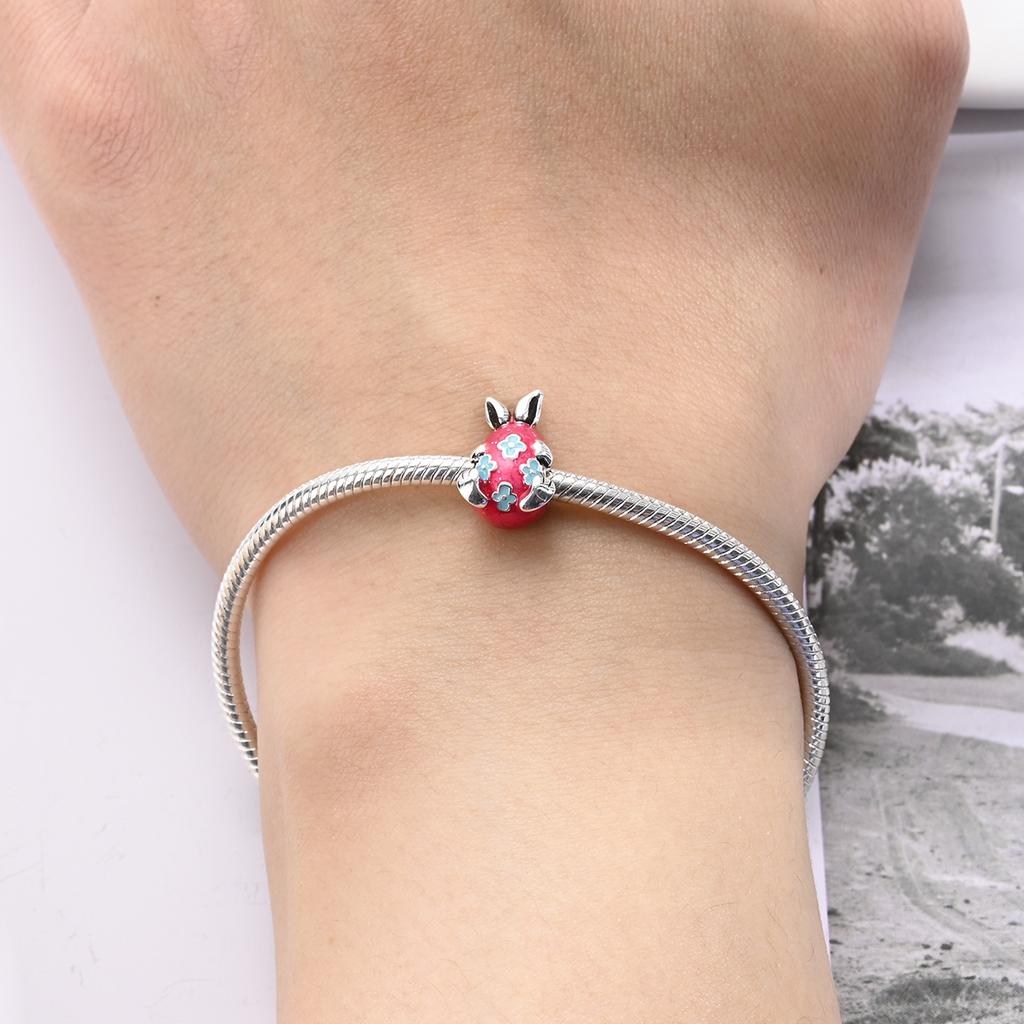 Pendant Charm Bead Copper Noctilucent Pink Egg Beads Fit Original Bracelet For Jewelry Making Valentine'S Day Gift