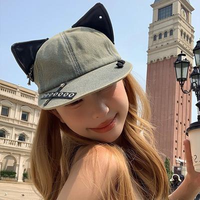 Бейсболка с кошачьими ушками Spice Girl, yk ретро шляпа, женская повседневная универсальная кепка, подчеркивающая лицо, маленькая ковбойская шляпа