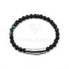 GOLDIX Classic Unisex Natural Gemstone Beaded Bracelet with Moon Shape Real Lava Stone Jade Stainless Steel Jewelry Gift