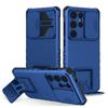 KEYSION Shockproof Case for Samsung S25 Ultra 5G S25+ Plus Slide Camera Lens Protection Live Stand Phone Cover for Galaxy S24 FE 5G