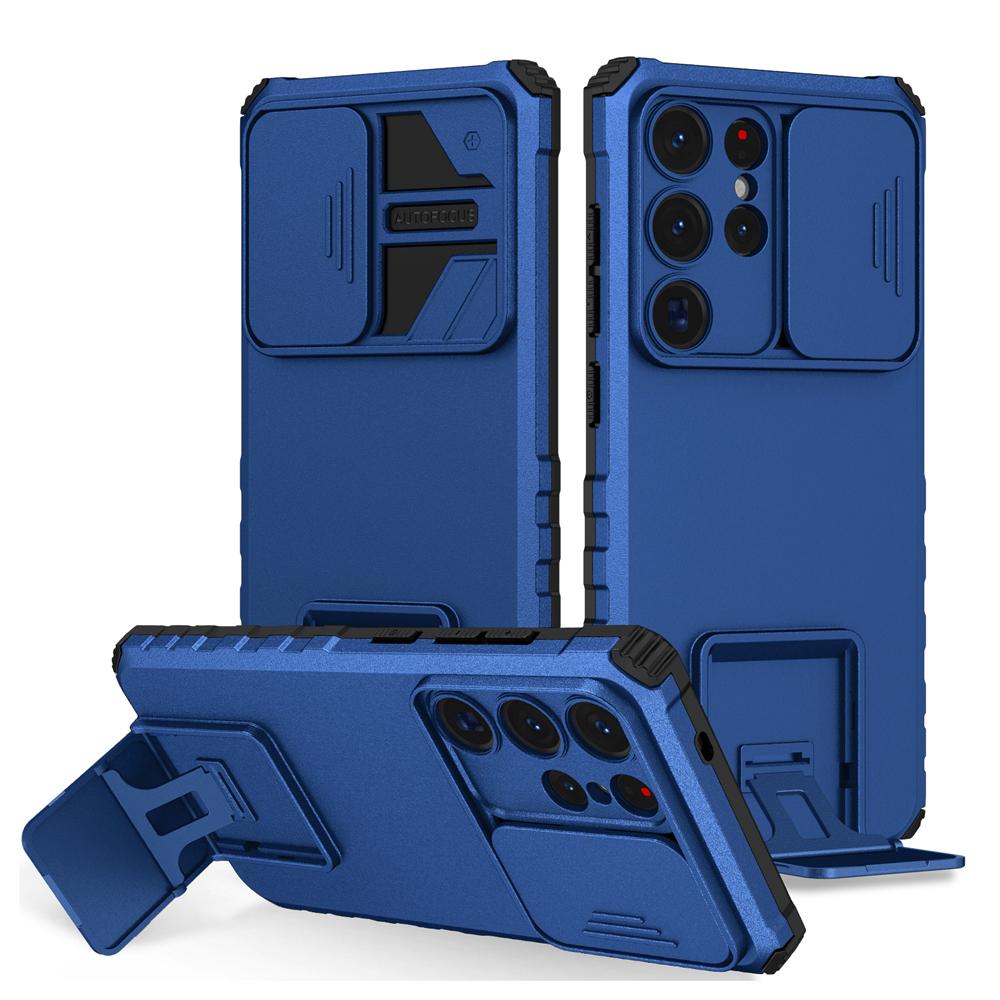 KEYSION Shockproof Case for Samsung S25 Ultra 5G S25+ Plus Slide Camera Lens Protection Live Stand Phone Cover for Galaxy S24 FE 5G