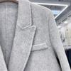 Женское двустороннее шерстяное флисовое пальто с лацканами 2023 - Короткое, Утепленное, Корейский стиль, для Осени