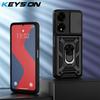 KEYSION Противоударный защитный чехол для Itel P55 5G из силикона + поликарбоната, защитное кольцо для объектива камеры, подставка для телефона, чехол для Itel P55 5G