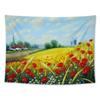Настенный гобелен Подсолнух Лаванда Картина маслом Пейзаж Украшение комнаты Фоновая ткань