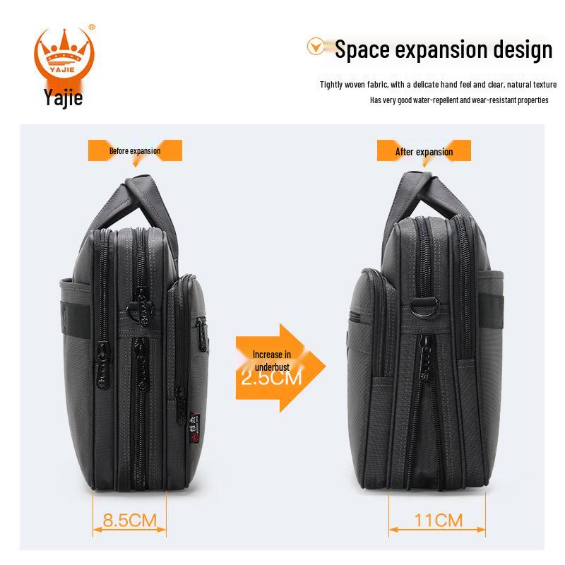 Мужской деловой портфель большой вместимости: Износостойкая компьютерная сумка через плечо из ткани Оксфорд