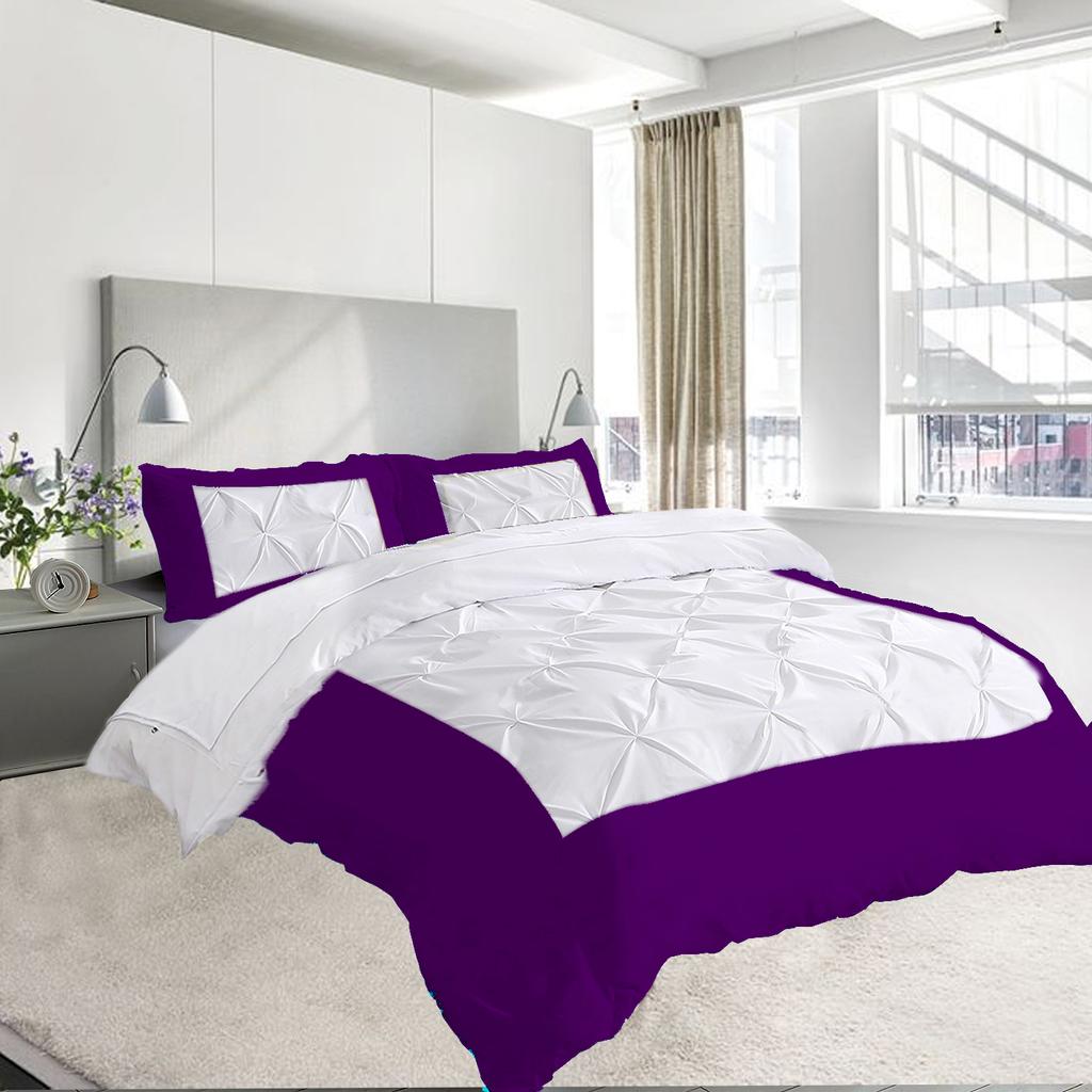 Dual Tone 600TC 3PC Duvet Cover Set 100% Egyptian Cotton - Dual Design, Multi Sizes & Colors (1 Duvet Cover & 2 Pillow Shams)