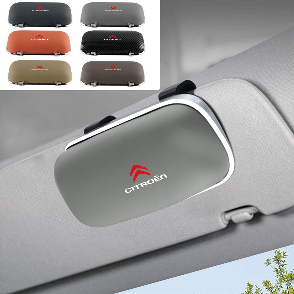 AJFJ2 1pc Car Visor Sunglasses Glasses Holder Clip Box Hub Cap Accessories For Citroen C1 C3 C4 Grand Picasso C4L C5 C6 VTS C-ELYSEE