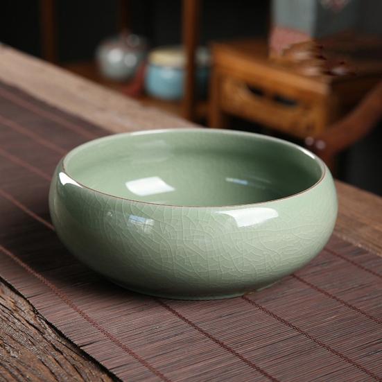 Чаша для лотоса, керамическая ретро-чаша для лотоса, держатель для гидропонных растений, однотонный глазурованный цветочный горшок для водных растений, чаша для нарцисса, лотос