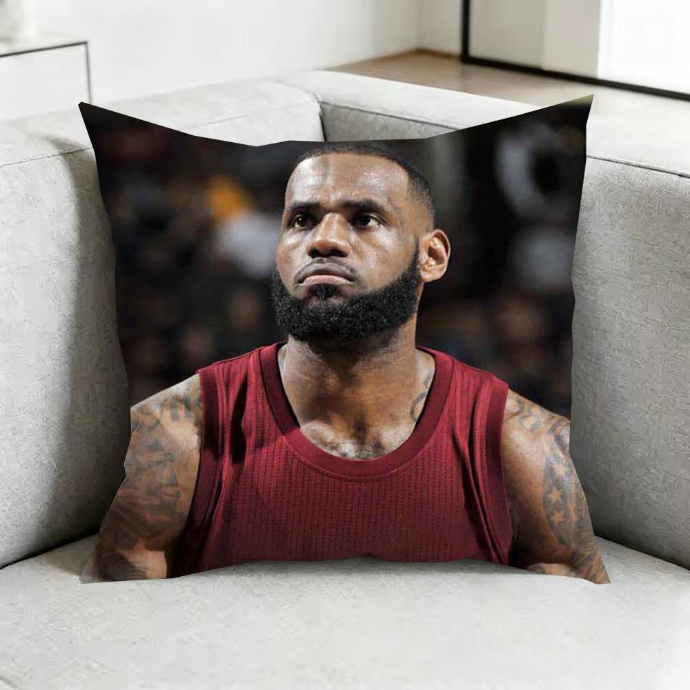 LeBron JJames BBasketball Pillow Case Square DoubleSided Sofa Cushion Cover Bedroom Bedside Pillow Gift