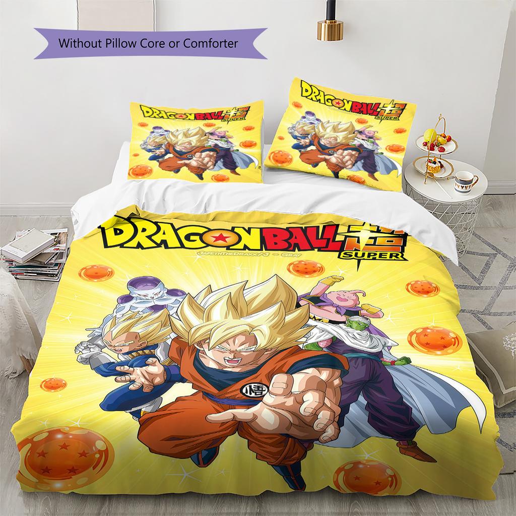 Dragon Ball Adventure Bedding Set Soft Duvet Cover with Pillowcases Breathable Bedding for Bedroom Hotel