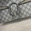 [Pre-Owned] Dionysus Tiger Head Buckle Logo Canvas Crossbody Shoulder Bag Small - Very Good #PLUIX7