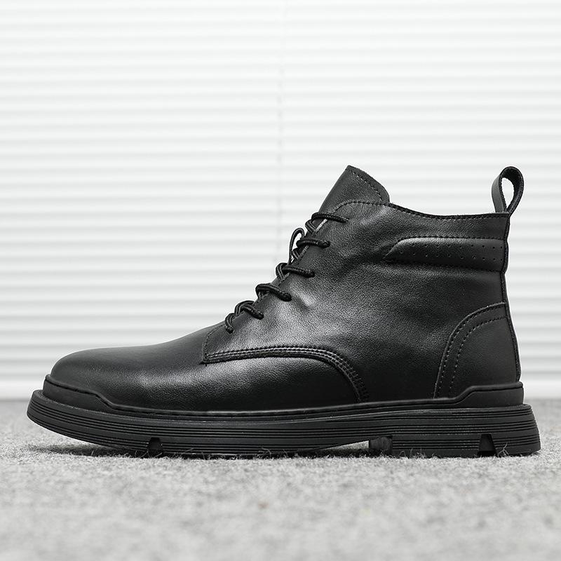 Newest Brand 2022 Autumn Genuine Leather Chelsea Boots For Men High Top Casual Shoes Retro Fashion Lace Up Martin Boots Men Shoes