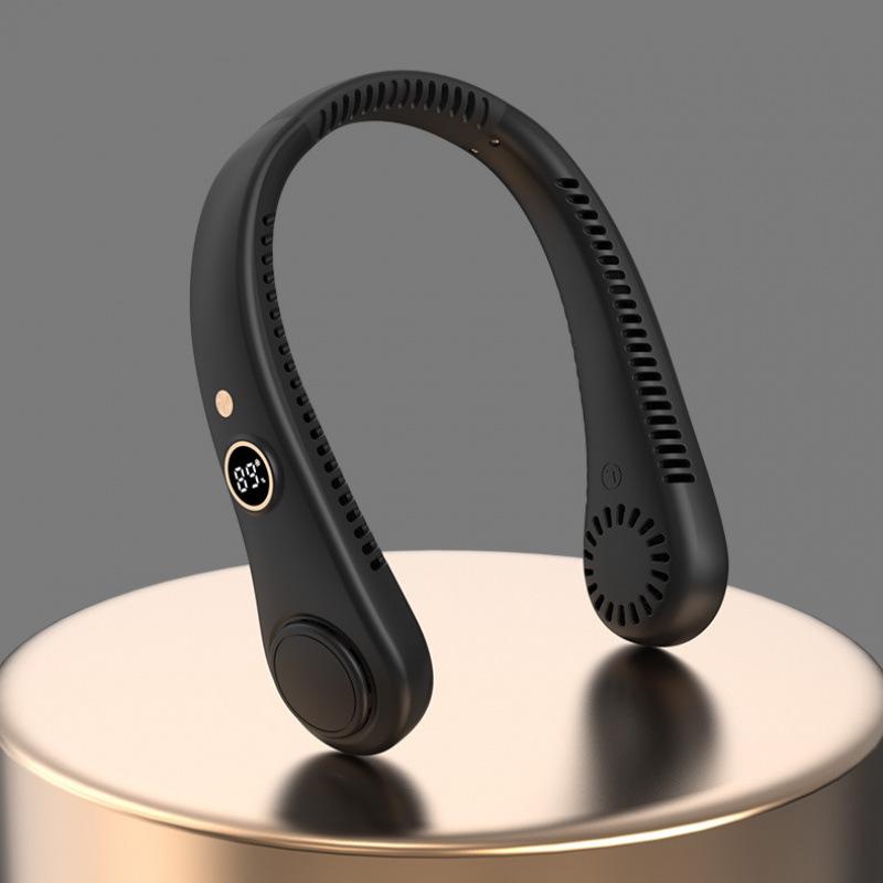 Бесшумный цифровой шейный вентилятор: Безлопастной, Перезаряжаемый через USB, Многоскоростной, Компактный дизайн для занятий спортом на открытом воздухе