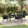 VidaXL 5-Piece Garden Dining Set with Cushions Black Rattan 3380102