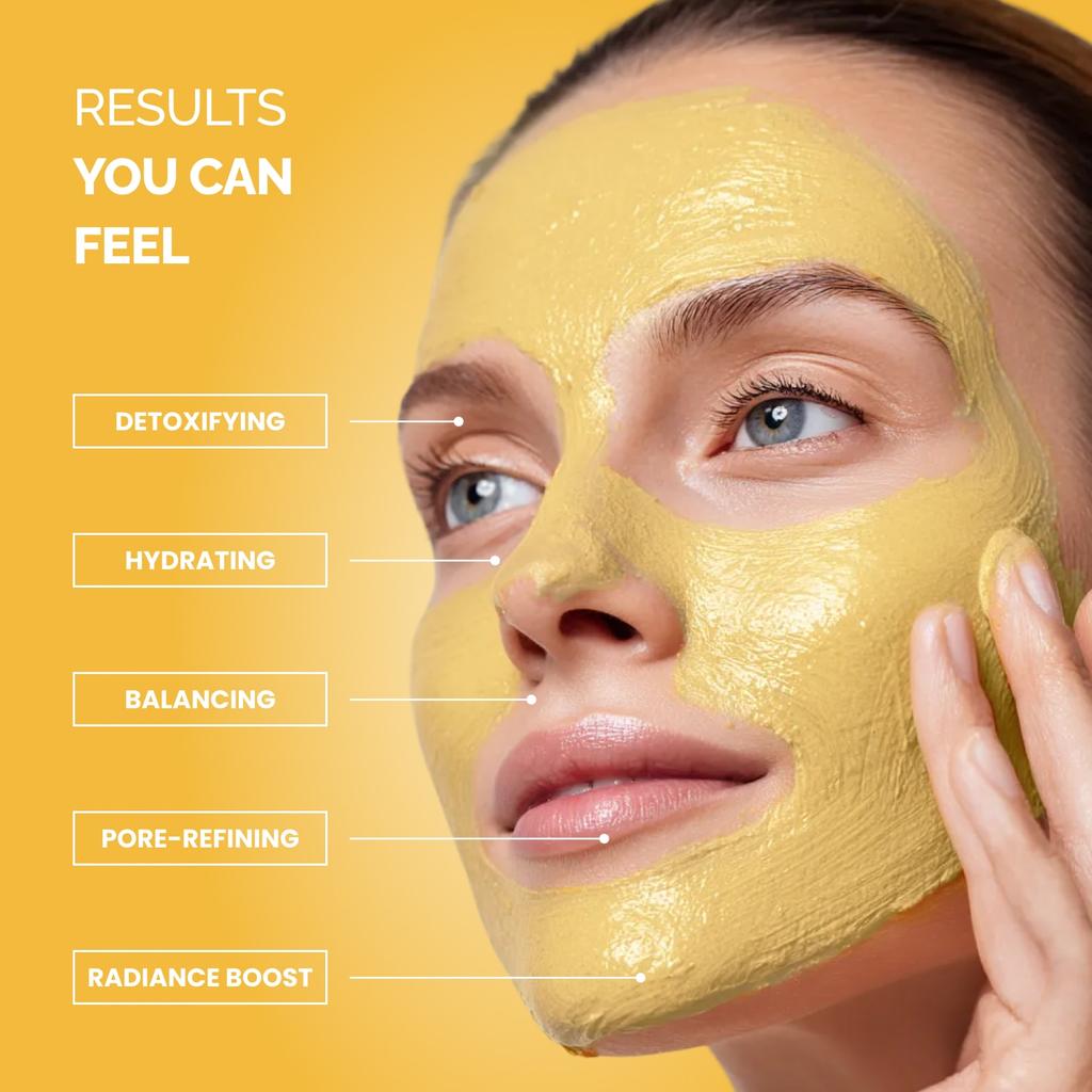 Plantifique Turmeric Vitamin C Face Mask, 110g, Oil Control & Moisturizing, Sensitive Skin, Brightening Nourishing Clay Mask
