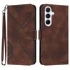 For Samsung Galaxy A56 5G Wallet Case Line Imprinted PU Leather Phone Cover with Strap