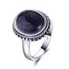 Серебряное кольцо S925 для женщин Овальное Круглое Каплевидное Натуральный Синий Песчаник Кольцо Подарок В форме Солнца Ретро Роскошное Тонкое Ювелирное изделие