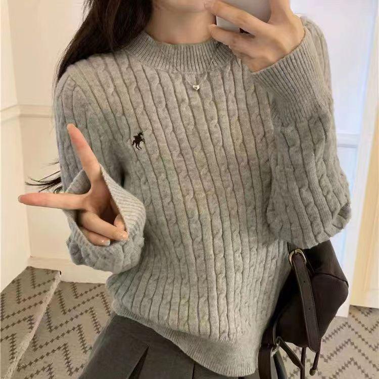 Женский ретро свитер крупной вязки свободного кроя - корейский стиль осень/зима