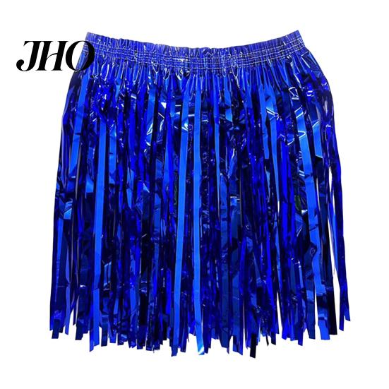 Soft Breathable Skirt Rain Dance Costume Streamer Fringe Half for Beach Parties Sequin Cheerleading Team Dress Adults Kids Adjustable Tassel