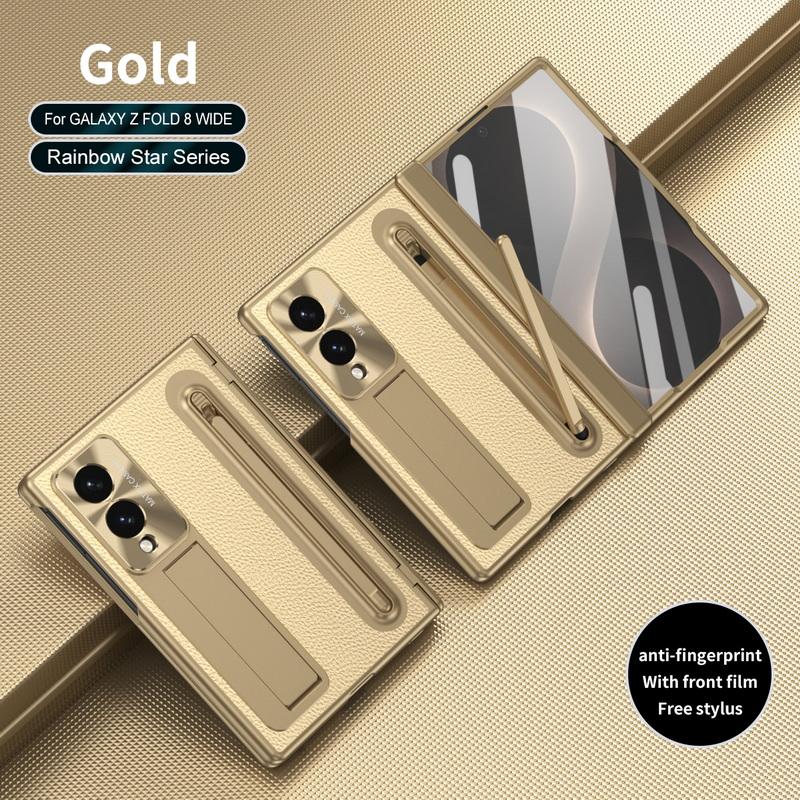 Кожаный чехол с покрытием для телефона Samsung Galaxy Z Fold 8 Wide 7 6 5 4 TriFold Роскошная крышка со скрытой подставкой, с отсеком для стилуса и защитной пленкой для экрана S Pen