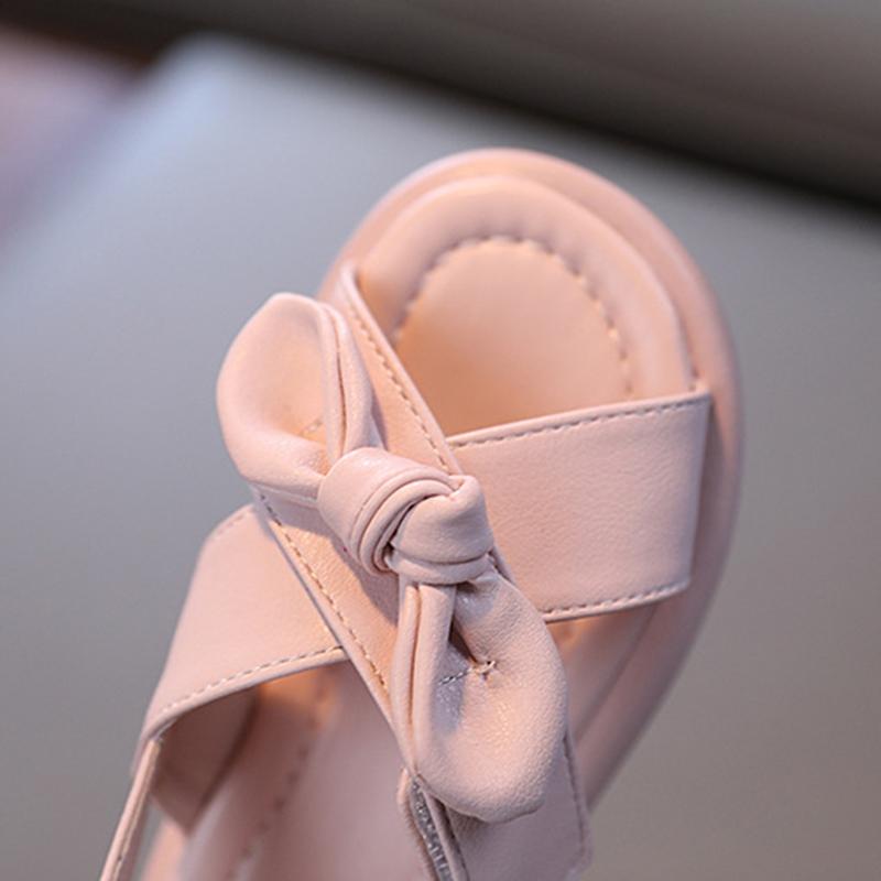 Children's Girls Comfortable Simple Solid Color Cute Bow Soft Bottom Non-Slip Design Outdoor Beach Sandals
