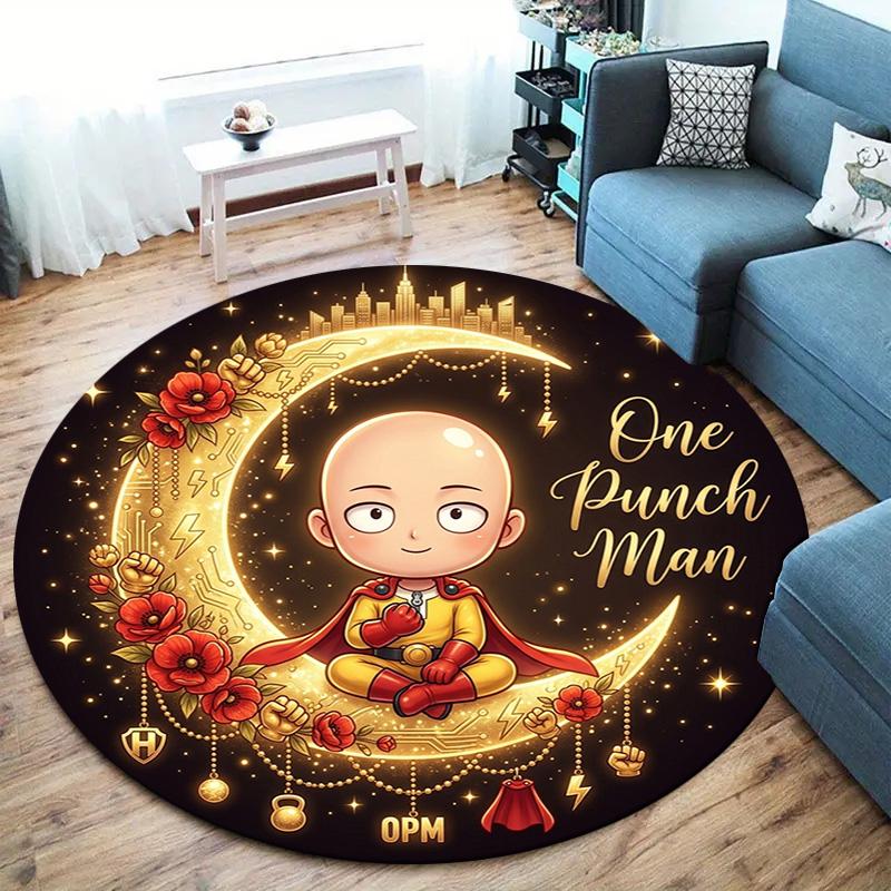 Onepunch Man Round Area Rug Carpet Rug For Living Room Bedroom Sofa Playroom Decor Nonslip Floor Mat