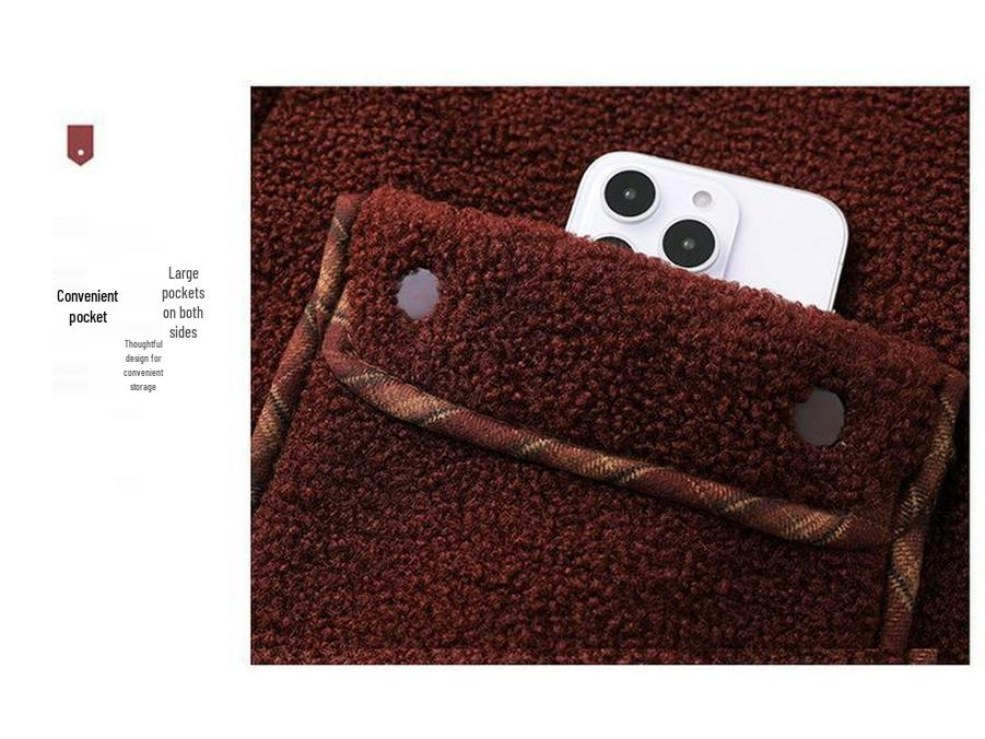 Mom's Plus Size Hooded Fleece-Lined Winter Coat for Middle-Aged and Elderly Women - Lambswool Padded Jacket